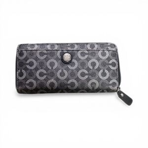 Coach Gray Signature Zip-Around Key & Card Holder